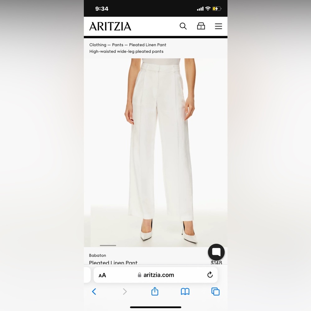 WHITE ARITZIA LINEN PANTS